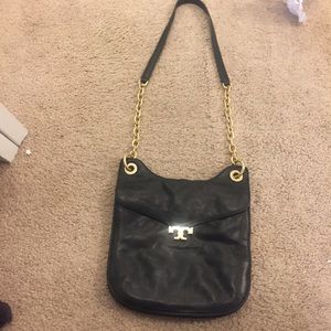 Tory Burch Kira Leather Shoulder Bag Gold Chain
